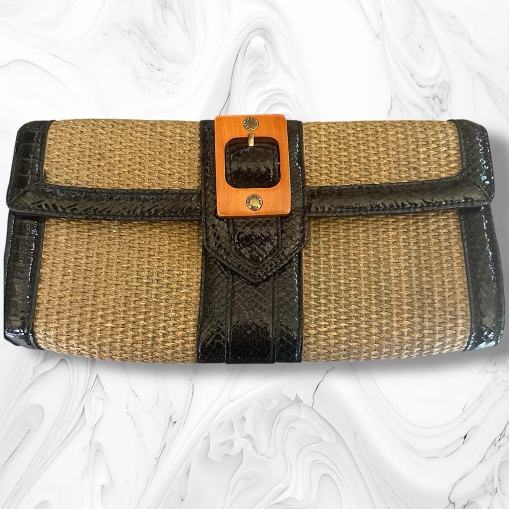 Caribbean Joe Taffeta Black and Tan Clutch
